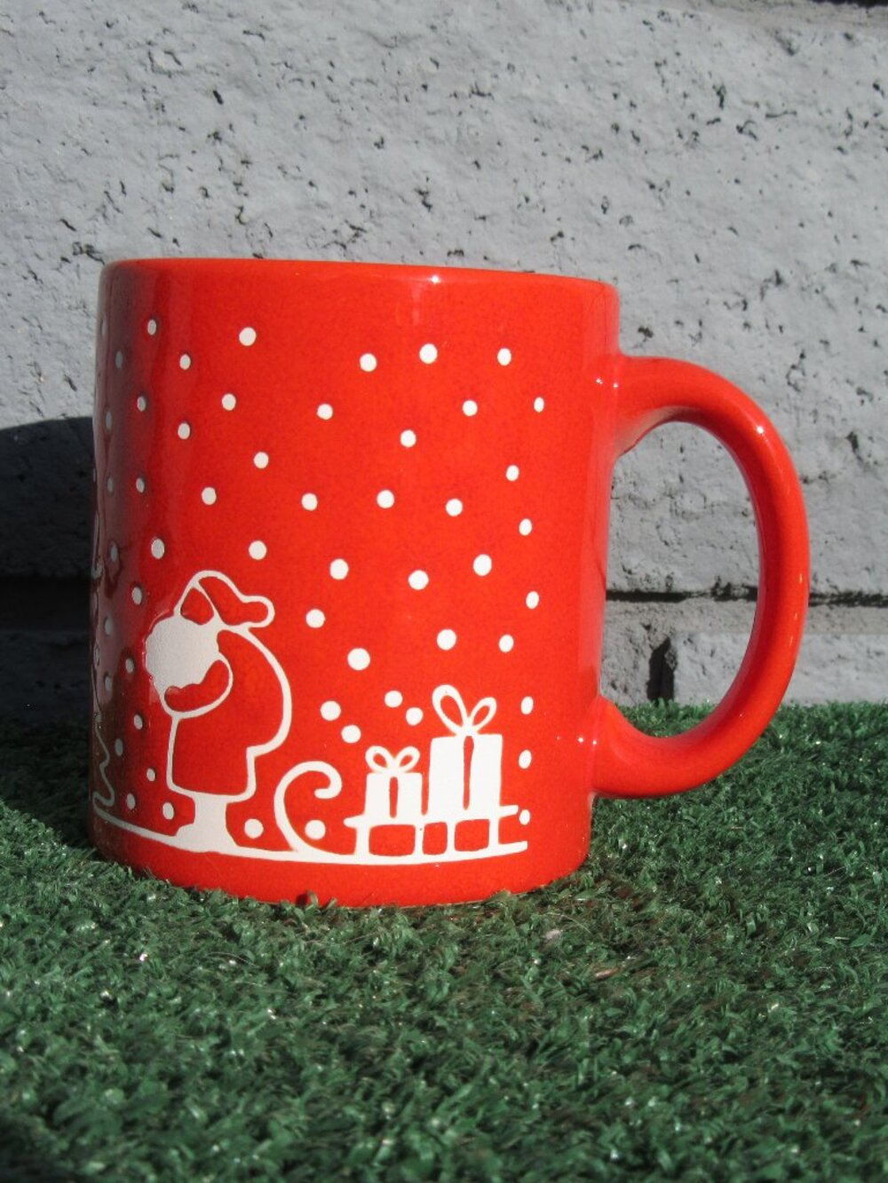 Vintage Waechtersbach West Germany Red Winter Christmas Scene Coffee Mug Cup
